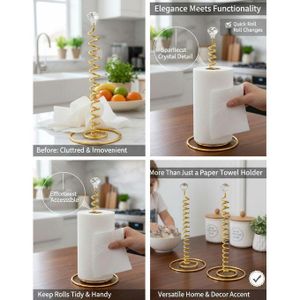 Porte-Essuie-Tout Design avec Sommet en Cristal Étincelant – L’Élégance au Cœur de Votre Cuisine