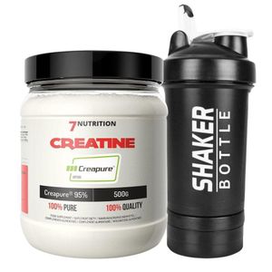 7nutrition PACK Creatine Creapure® 500 g + Shaker 3 PCS 500 ml | Créatine Monohydrate Pure Allemande | Qualité Premium