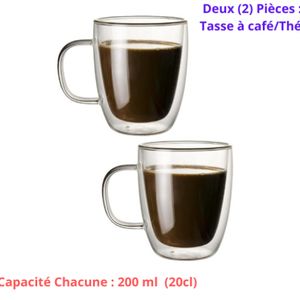 Double paroi isolée tasse en verre résistant à la chaleur Thermo verre  transparent pour espresso café cappuccino grande capacité tasse à thé avec  poignée, 250 ml