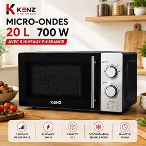 Kenz Micro-Ondes 20 L 700 W avec 5 Niveaux de Puissance Commandes Mécaniques, HDV-6685
