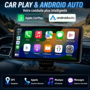 Écran Tactile Portable 10 Pouces - & Android Auto – Navigation, WiFi 5G, Caméra de Recul et Commande Vocale