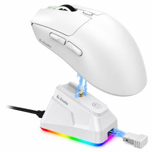 K-Snake ماوس الألعاب اللاسلكي X11 – ثلاثي الأوضاع بلوتوث/2.4 جيجا هرتز/USB-C، مستشعر PixArt PAW3311 بدقة 22000 نقطة في البوصة، قاعدة شحن مغناطيسية بإضاءة RGB، خفيف الوزن للغاية مع 5 أزرار قابلة للبرمجة ومقبض مانع للانزلاق