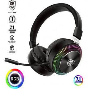 Deep Bass Casque Gamer Sans fil bluetooth PC 7.1 son round Xbox playstation  RGB R10 à prix pas cher