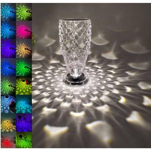 مصباح طاولة كريستالي ماسي مطور، 16 لونًا، مصباح لمس شحن USB من النوع C، مصباح بجانب السرير مع جهاز تحكم عن بعد