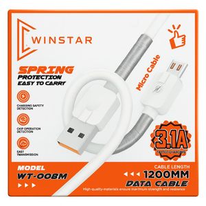 WINSTAR WT-006M Câble USB vers Micro USB 3.1A Charge Rapide 1,2 m avec Protection Ressort