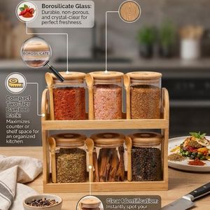 Ensemble de 6 pots à épices avec support pratique