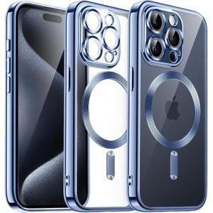 Coque Souple Liquid pour IPhone 16 pro max transparent MagSaf anti-collision -bleu
