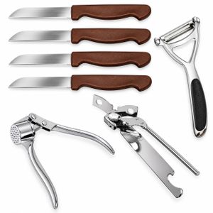 Set d’ustensiles de cuisine 7 pièces – Couteaux, Éplucheur, Presse-ail et Ouvre-boîte