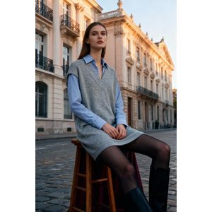 Marwa Robe 2 En 1 À Rayures - R5008H26 - Grey Melange