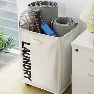 سلة غسيل كبيرة الحجم قابلة للطي مع عجلات لتخزين الملابس وألعاب الأطفال