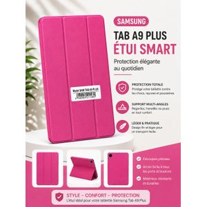 Coque pour Samsung Galaxy Tab A9 Plus/A9+ 5G 11 Inch 2023 & 2024 Model (SM-X210/X216/X218) - Etui rose protection intégrale
