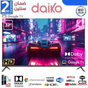 Daiko SMART Téléviseur 32" HD AI GOOGLE TV  - Smart TV - Dolby Audio - 