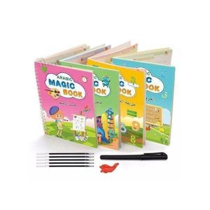 Cahier de calligraphie arabe réutilisable à rainure 3D pour enfants, Magic book Arabe/Anglais