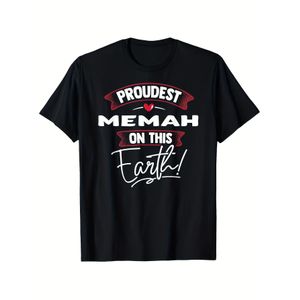 T-shirt « La Mema la plus fière sur cette terre » pour homme et femme -    -rétrécissement, doux, col rond, manches courtes, lettrage audacieux blanc et rouge avec imprimé cœur et Mema, coupe décontractée et athlétique, tailles S-XXXL - Cadeau idéal pou