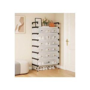 Meuble à Chaussures 7 Couches – Étagère de Rangement avec Housse Anti-Poussière