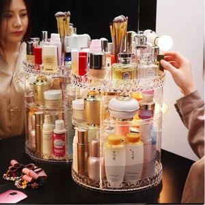 Coffret maquillage et Organisateur rangement cosmétique rotative transparent 360