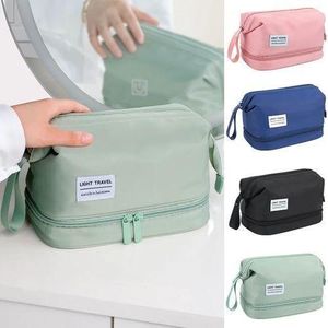 Grande trousse de maquillage imperméable à double fermeture éclair pour femmes, organisateur de maquillage de voyage