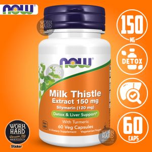 Now Foods Silymarin Milk Thistle Extract 150 mg with Turmeric, Double Strength, Supports Liver Function*, 60 Veg Capsules
