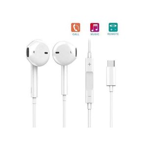 Écouteurs Filaires Type-C avec Microphone – Compatible avec Samsung, Huawei, Xiaomi, Oppo – Blanc