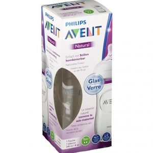 Avent : Biberon Natural en Verre anti-colique 1M+ 240 ml - Allobebe Maroc