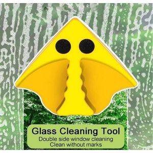 Lave-vitres magnétique double-face, Nettoyeur vitres maison, Brosse essuie-vitres triangulaire, Nettoyage vitres épaisseur 3-8 mm, Outil ménage, Évacuation automatique eau