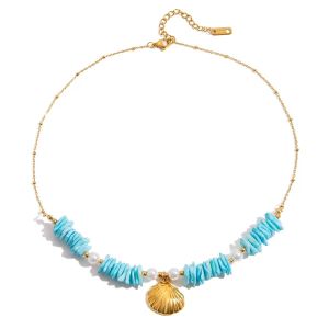 Clémentine Paris Collier de luxe pour femme plaqué or Sirens Treasure CGN221-2