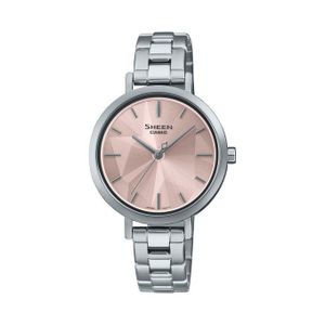 Casio SHE-4558D-4A - Sheen Collection - Classique cadran rose à motif géométrique - Verre saphir anti rayures - 