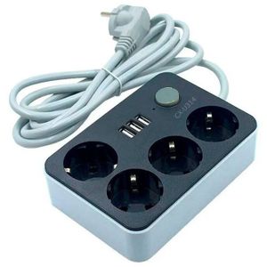 Rallonge Electrique Multiprise Avec 4 Prises Courant 3 Port USB 10A CX-U314  Adaptateur Avec Interrupteur