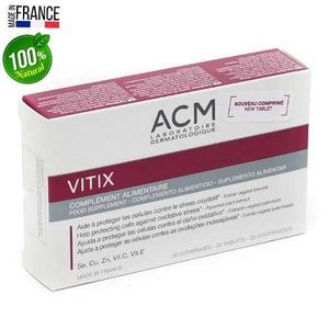 ACM Comprimés Vitix, complément alimentaire antioxydant pour le vitiligo, paquet de 30