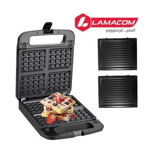 Lamacom Appareil à Panini et gaufrier 2 2 en 1 1 - Plaques anti - adhésives