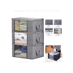 Ensemble de 3 sacs de rangement pour vêtements et draps avec fenêtre transparente, design pratique et élégant.