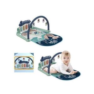 tiibaby Tapis d’éveil musical bébé 3 en 1 – Piano à pédale + 5 jouets suspendus – Développement moteur et sensoriel dès 0 mois – Tapis interactif avec musique – Fonctionne à piles