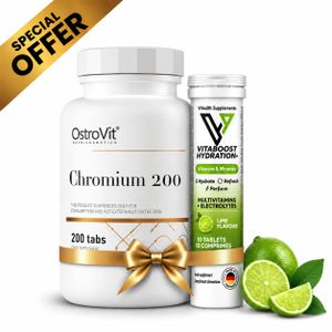 OstroVit Pack Chromium 200 µg200 Tabs + Electrolytes Plus Magnesium - Citron Vert 10 Comprimés 
