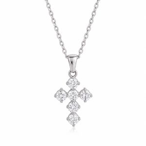 Clémentine Paris Collier de luxe pour femme plaqué or Croix Cristalline CGN240-2