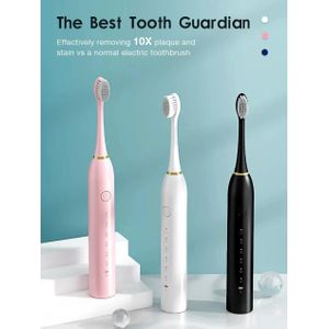 Brosse à Dents Électrique Automatique 6 Modes, Recharge USB, Étanche, Poils Souples, Autonomie Longue Durée, Pour Adultes et Enfants