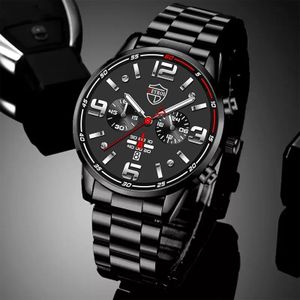 Montre-bracelet à quartz de luxe en acier inoxydable pour hommes, horloge  Shoous