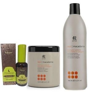 Macadamia MacadamiaShampooing 1000ml+Masque 1000ml+Sérum 50ml Idéal pour les cheveux colorés