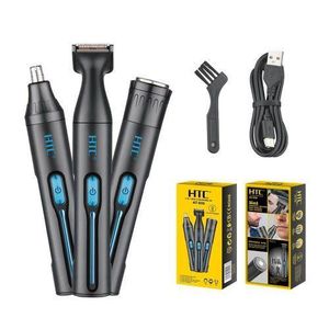 Htc Tondeuse électrique pour homme AT-038, Rasoir électrique en acier inoxydable nez, oreille et sourcils 3 en 1
