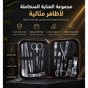 Pack Manucure Professionnel 16 Pièces en Acier Inoxydable – Kit Complet de Manucure et Pédicure avec Coupe-Ongles, Ciseaux, Lime, Pince à Cuticules et Étui de Voyage