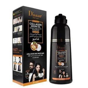 Disaar Shampoing colorant rapide au collagène et à l'huile d'argan - Noir naturel - 400 ml