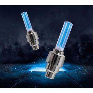 2 Pcs bleu Lumière Vélos motos Valve voiture valve LED auto allume avec pneu