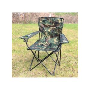 Chaise de camping de plage pliante style militaire avec porte-boissons