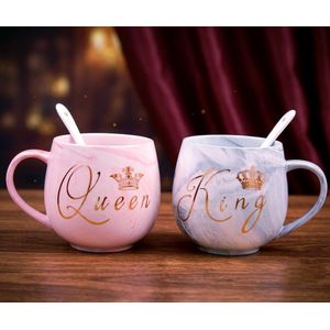2 Tasses à café en céramique “king & Queen ” Coffret cadeau de mariage pour mariée et marié -
