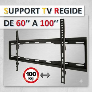 Support TV Mural Rigide Ultra-Robuste pour Écrans de 60" à 100"