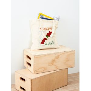 خريطة وعلم المغرب + الاسم بالخط العربي المغربي Classic Tote Bag