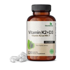 FutureBiotics Vitamine K2 MK-7 + Vitamine D3 5000UI – 120 Capsules – Soutien Os & Immunité