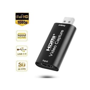 Carte d'acquisition vidéo HDMI vers USB 1080p pour le streaming, l'enregistrement et les jeux. Compatible avec Nintendo Switch, PS5 et Xbox.