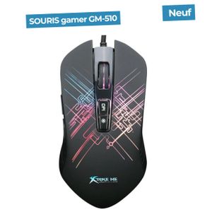 XTRIKE ME Souris de Jeu Optique, Filaire avec 7 Boutons et Rétro-Éclairage, 800 à 6400 DPI, Noir