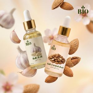 Bio Huile de ail 50 ml & Huile de amande douce 50 ml usage peau et cheveux naturel
