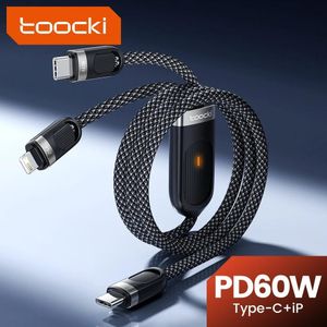 Toocki 2 en 1 USB C vers Type C câble d'éclairage pour iPhone 16 15 14 Pro Max 1.2m PD60W charge rapide USB C fil pour Samsung Huawei